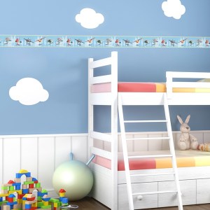 Interior decorado con Cenefa Aviones PL3507-1